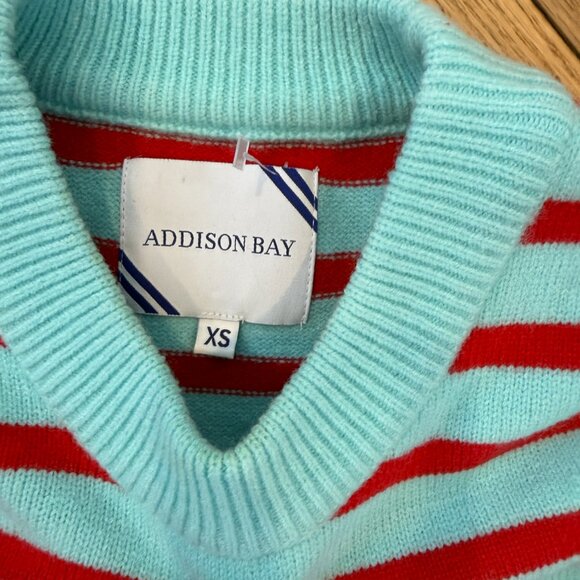 SOLD Addison Bay Knit Cypress Active Sweater In Mint/Poppy Stripe NWOT Size XS - Picture 8 of 11